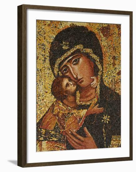 Mosaic of Greek Virgin, Annunciation Basilica, Nazareth, Galilee, Israel, Middle East-Godong-Framed Photographic Print