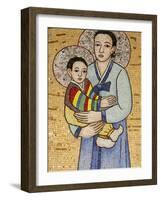 Mosaic of Korean Virgin, Annunciation Basilica, Nazareth, Galilee, Israel, Middle East-Godong-Framed Photographic Print