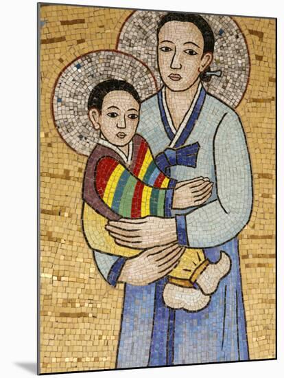 Mosaic of Korean Virgin, Annunciation Basilica, Nazareth, Galilee, Israel, Middle East-Godong-Mounted Photographic Print