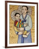 Mosaic of Korean Virgin, Annunciation Basilica, Nazareth, Galilee, Israel, Middle East-Godong-Framed Photographic Print