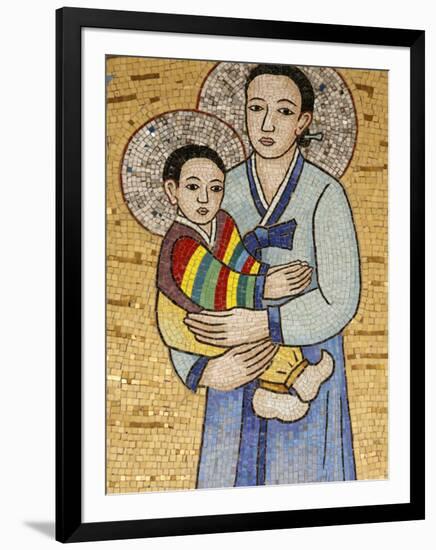 Mosaic of Korean Virgin, Annunciation Basilica, Nazareth, Galilee, Israel, Middle East-Godong-Framed Photographic Print