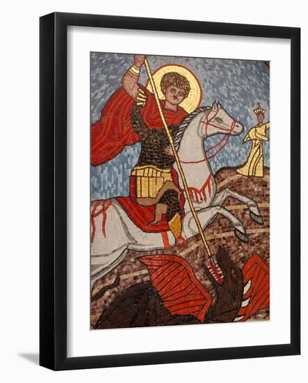 Mosaic of St. George Slaying the Dragon in St. George Coptic Orthodox Church, Cairo, Egypt-null-Framed Photographic Print