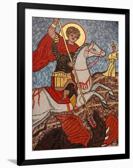 Mosaic of St. George Slaying the Dragon in St. George Coptic Orthodox Church, Cairo, Egypt-null-Framed Photographic Print