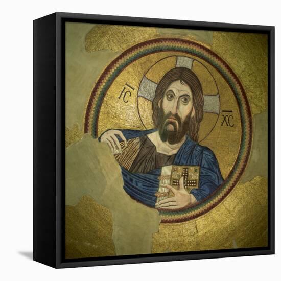 Mosaic of the Almighty, Pantocrator, in the Monastery of Daphni, Greece, Europe-Tony Gervis-Framed Stretched Canvas