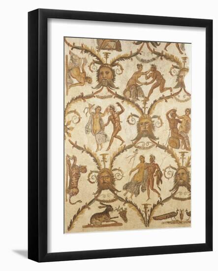 Mosaic of Via Amorosa with Satyrs and Bacchantes-null-Framed Giclee Print