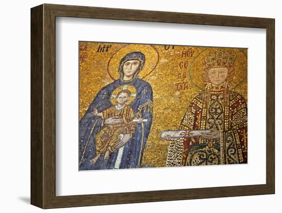 Mosaic of Virgin Mary and Infant Jesus Christ Found in the Hagia Sophia Museum-Simon Montgomery-Framed Photographic Print