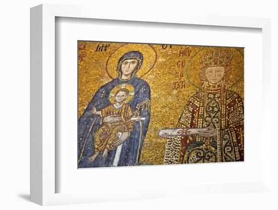 Mosaic of Virgin Mary and Infant Jesus Christ Found in the Hagia Sophia Museum-Simon Montgomery-Framed Photographic Print