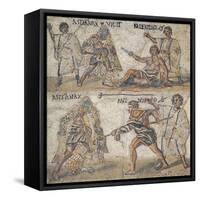 Mosaic Showing Gladiators-null-Framed Stretched Canvas