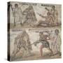 Mosaic Showing Gladiators-null-Stretched Canvas