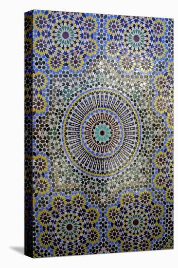 Mosaic Wall for Fountain, Fes, Morocco, Africa-Kymri Wilt-Stretched Canvas