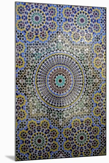 Mosaic Wall for Fountain, Fes, Morocco, Africa-Kymri Wilt-Mounted Photographic Print