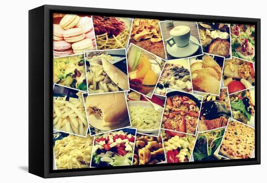 Mosaic with Pictures of Different Meals and Dishes, Shooted by Myself, Simulating a Wall of Snapsho-nito-Framed Stretched Canvas