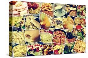 Mosaic with Pictures of Different Meals and Dishes, Shooted by Myself, Simulating a Wall of Snapsho-nito-Stretched Canvas