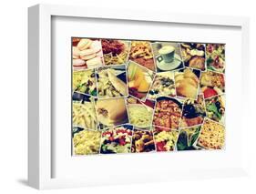 Mosaic with Pictures of Different Meals and Dishes, Shooted by Myself, Simulating a Wall of Snapsho-nito-Framed Photographic Print