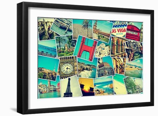 Mosaic With Pictures Of Different Places And Landmarks-nito-Framed Art Print