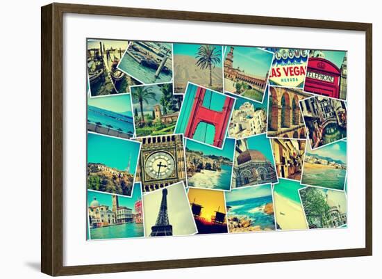 Mosaic With Pictures Of Different Places And Landmarks-nito-Framed Art Print