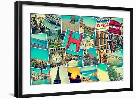 Mosaic With Pictures Of Different Places And Landmarks-nito-Framed Art Print