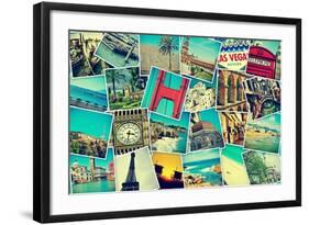 Mosaic With Pictures Of Different Places And Landmarks-nito-Framed Art Print