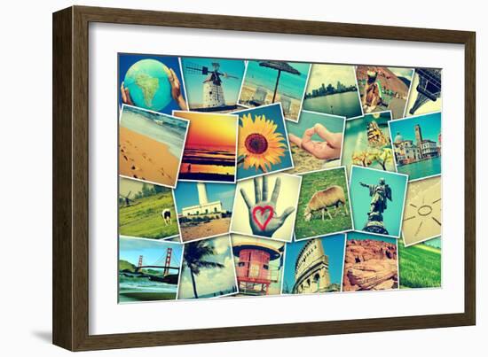 Mosaic with Pictures of Different Places and Landscapes, Shooted by Myself, Simulating a Wall of Sn-nito-Framed Photographic Print