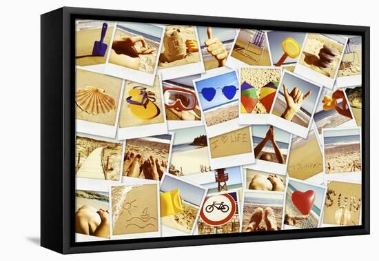 Mosaic with Pictures of Different Summer Scenes in Vintage Style.-nito-Framed Stretched Canvas