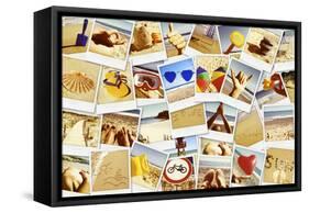 Mosaic with Pictures of Different Summer Scenes in Vintage Style.-nito-Framed Stretched Canvas