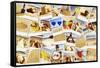 Mosaic with Pictures of Different Summer Scenes in Vintage Style.-nito-Framed Stretched Canvas