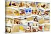 Mosaic with Pictures of Different Summer Scenes in Vintage Style.-nito-Stretched Canvas