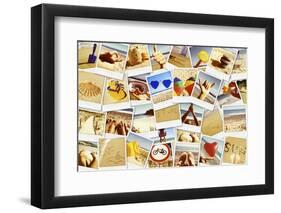 Mosaic with Pictures of Different Summer Scenes in Vintage Style.-nito-Framed Photographic Print