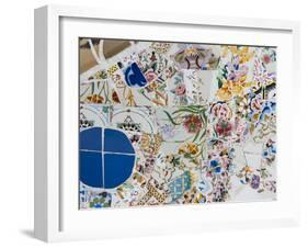Mosaics, Guell Park (Parc Guell), UNESCO World Heritage Site, Barcelona, Spain-Nico Tondini-Framed Photographic Print
