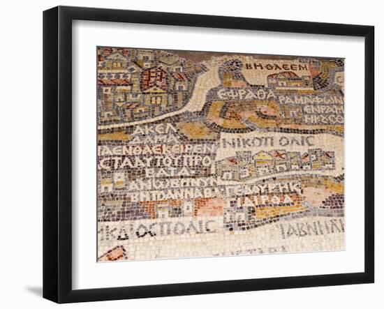 Mosaics Showing Map of Palestine, St. George Orthodox Christian Church, Madaba, Jordan, Middle East-Tondini Nico-Framed Photographic Print