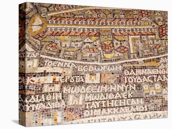 Mosaics Showing Map of Palestine, St. George Orthodox Christian Church, Madaba, Jordan, Middle East-Tondini Nico-Stretched Canvas