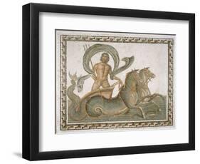 Mosaïque "Le triomphe de Neptune" en médaillon central avec 56 médaillons autour-null-Framed Giclee Print