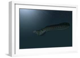 Mosasaur Swimming in Prehistoric Waters-null-Framed Art Print