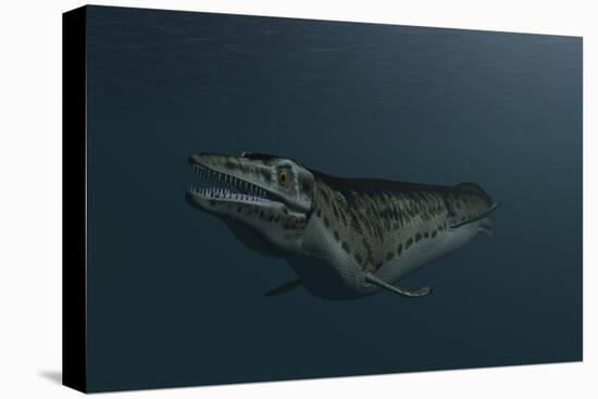 Mosasaur Swimming in Prehistoric Waters-null-Stretched Canvas