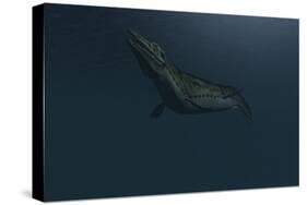 Mosasaur Swimming in Prehistoric Waters-null-Stretched Canvas