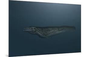 Mosasaur Swimming in Prehistoric Waters-null-Mounted Art Print