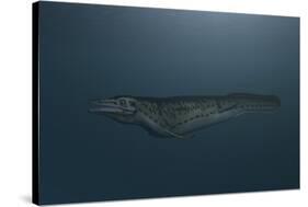 Mosasaur Swimming in Prehistoric Waters-null-Stretched Canvas