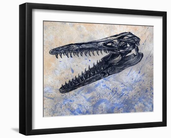 Mosasaurus Dinosaur Skull-Stocktrek Images-Framed Art Print