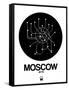 Moscow Black Subway Map-NaxArt-Framed Stretched Canvas