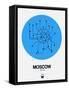 Moscow Blue Subway Map-NaxArt-Framed Stretched Canvas