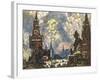 Moscow, Celebration with Fireworks in Red Square-null-Framed Giclee Print