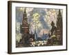 Moscow, Celebration with Fireworks in Red Square-null-Framed Giclee Print