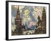 Moscow, Celebration with Fireworks in Red Square-null-Framed Giclee Print