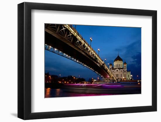 Moscow, Christ the Savior Cathedral, Patriarch's Bridge, in the Evening-Catharina Lux-Framed Photographic Print