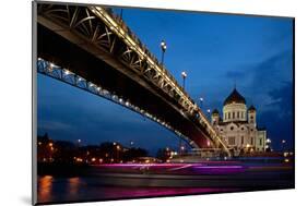 Moscow, Christ the Savior Cathedral, Patriarch's Bridge, in the Evening-Catharina Lux-Mounted Photographic Print