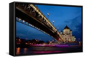 Moscow, Christ the Savior Cathedral, Patriarch's Bridge, in the Evening-Catharina Lux-Framed Stretched Canvas