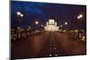 Moscow, Christ the Savior Cathedral, Patriarch's Bridge, in the Evening-Catharina Lux-Mounted Photographic Print