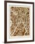 Moscow City Street Map-Michael Tompsett-Framed Art Print