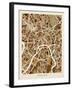 Moscow City Street Map-Michael Tompsett-Framed Art Print