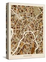 Moscow City Street Map-Michael Tompsett-Stretched Canvas
